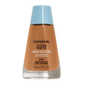 COVERGIRL Clean Matte Liquid Foundation, 570 Deep Golden, 1 fl oz, Liquid Foundation, Matte Foundation, Lightweight Foundation